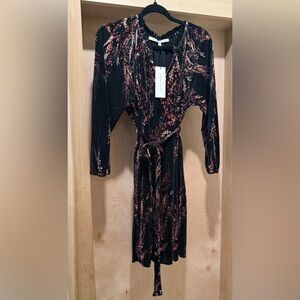 Collective Concepts Black Floral Long Sleeve Dress Size Small NEW